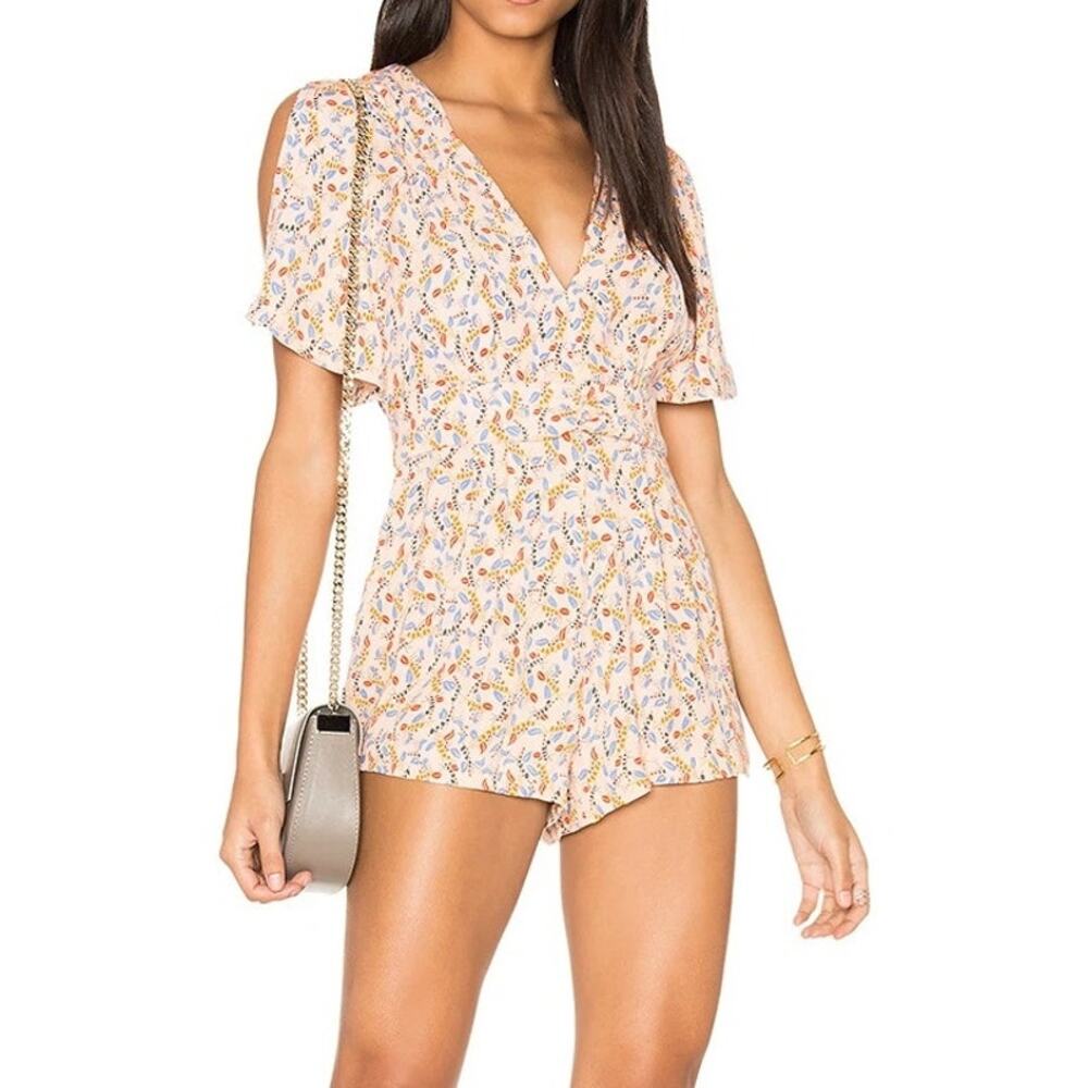 NWT Free People Size 4 Meet Virginia Printed Romper in Pink Floral Ditzy Shorts